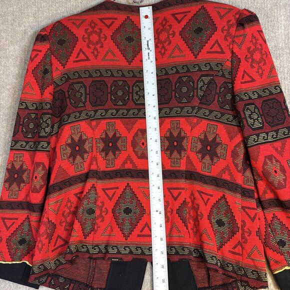 Tina Barrie Petites Jacket 12 USA L Southwest Print Cardigan Statement Sweater - Picture 9 of 10